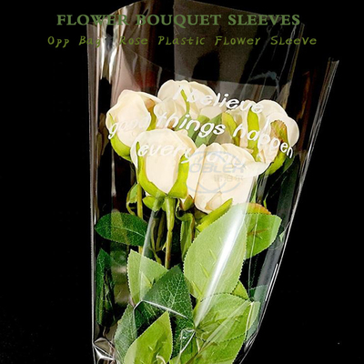 Cancella stampa personalizzata sacchetto di Opp bouquet di fiori maniche confezione fai da te rosa