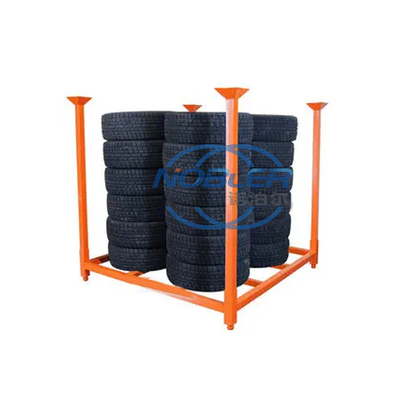 Scaffale pieghevole personalizzato per pneumatici arancioni Scaffali pieghevoli in metallo impilabile